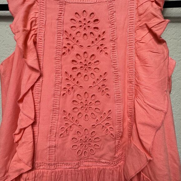 NEW Peek Coral Sleeveless Drop Waist Dress Girl's Size 8 Lined Ruffle Eyelet - Picture 12 of 15